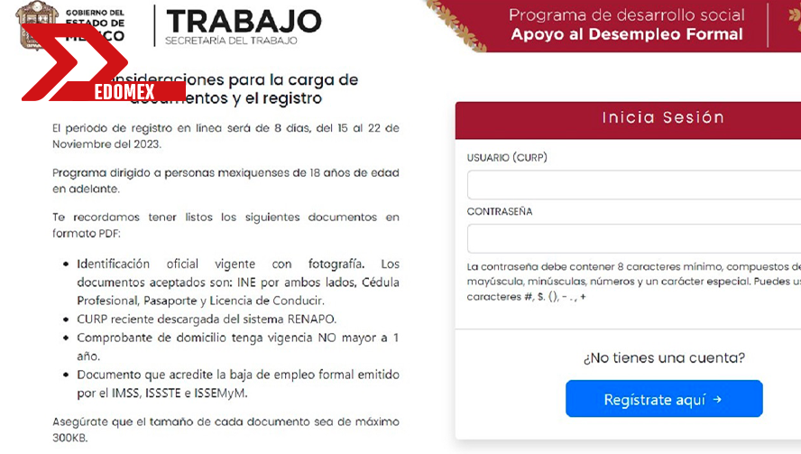 Inicia registro para el programa de apoyo al desempleo en Edomex